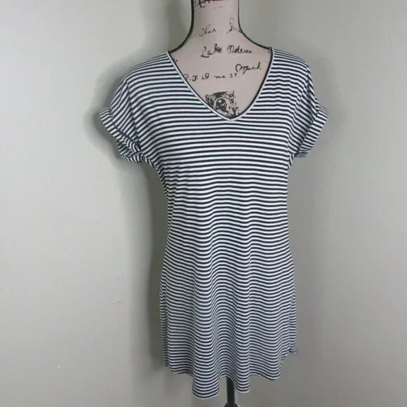 Liberty Love T-Shirt Dress M Black White Stripe - Picture 1 of 9